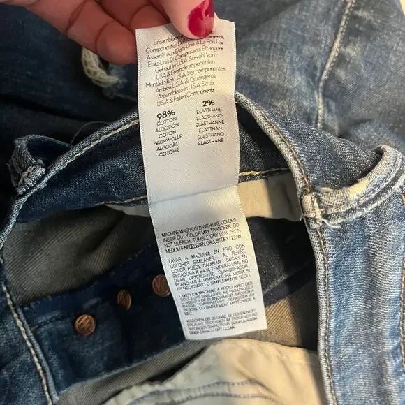 Mother The Stunner Fray Raw Hem Skinny Jeans Roasting Nuts Blue Size 28 - Picture 8 of 9